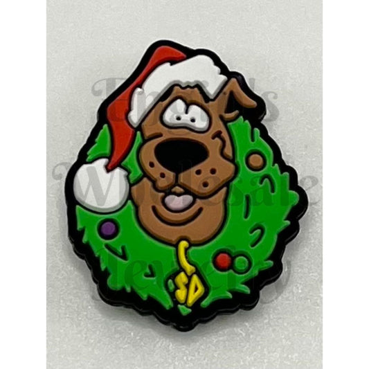 Christmas Dog in the Grass Silicone Focal Beads