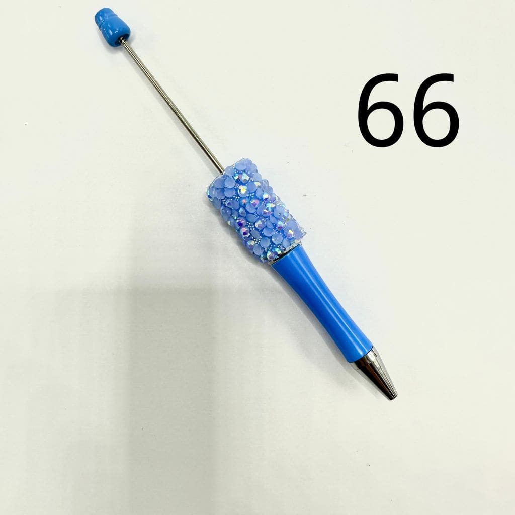 Beadable Pens with Flatback Rhinestones in Mix Solid Colors with AB Finish and Bubbly Wraps