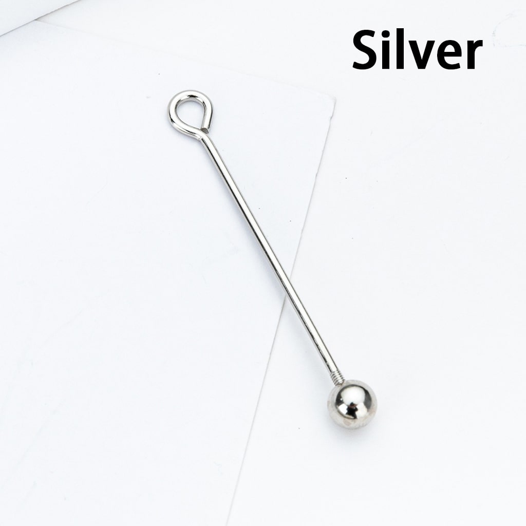 DIY Sterling Alloy Pearl Bead Detachable Spiral Needle 9-Pin Jewelry Accessories 48MM