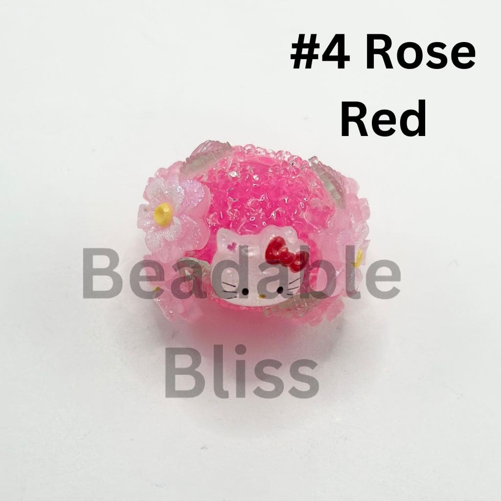 Jelly Color Sugar Acrylic Beads with Luminous Double Layer Flower and Cat Cartoon Bead, 20MM by 27MM