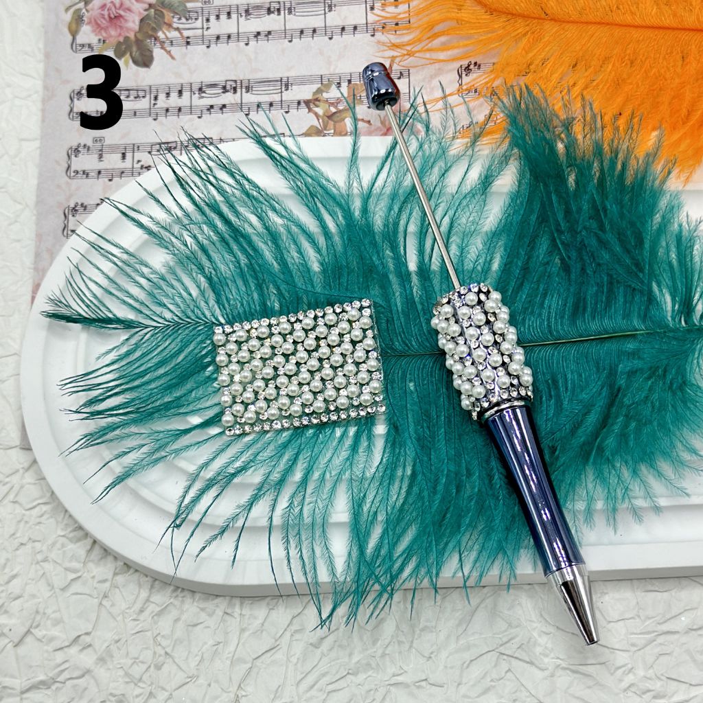DIY Bling Bling Wraps Tapes with Small Colorful Pearls Clear Rhinestones Chain for Pen, Around 40*28MM, 78pcs in 1 Sheet, Please Read the Description
