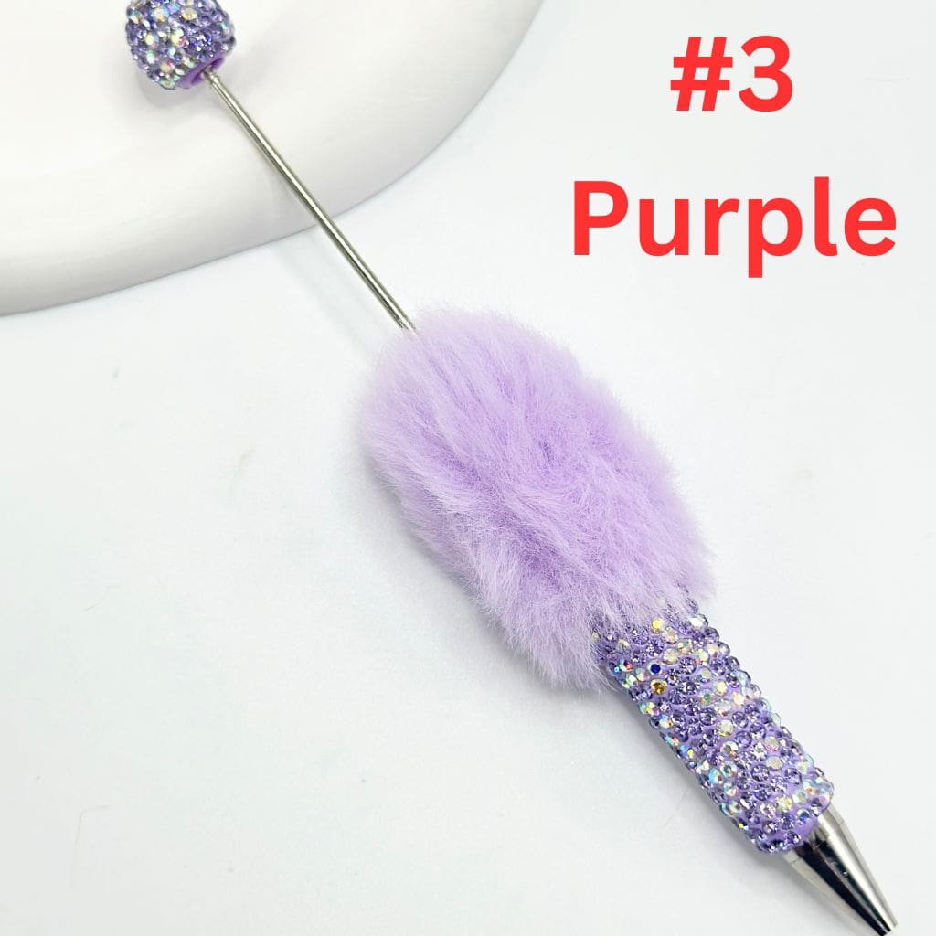 Pom Pom Beadable Pens with Clay Rhinestones Covered the Entire Pen