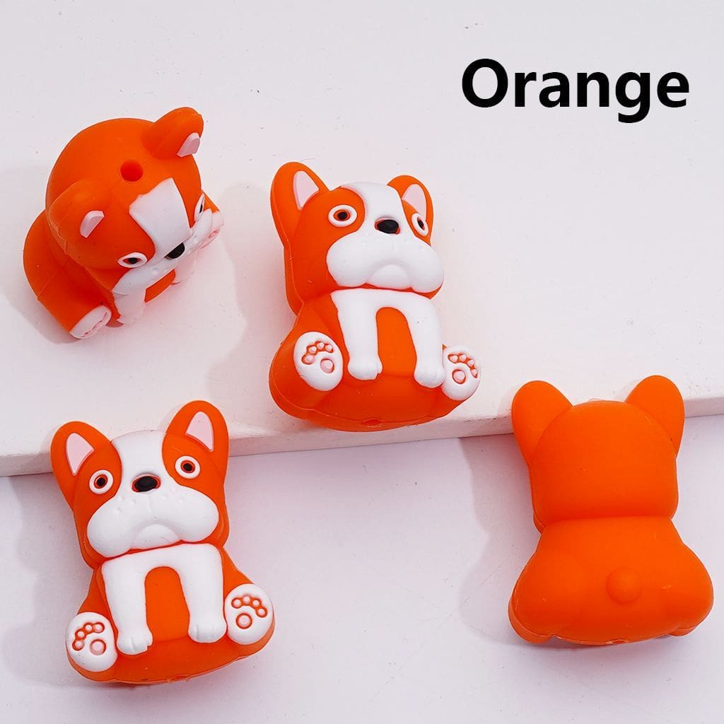 3D Cute French Bulldog Puppy Silicone Focal Beads