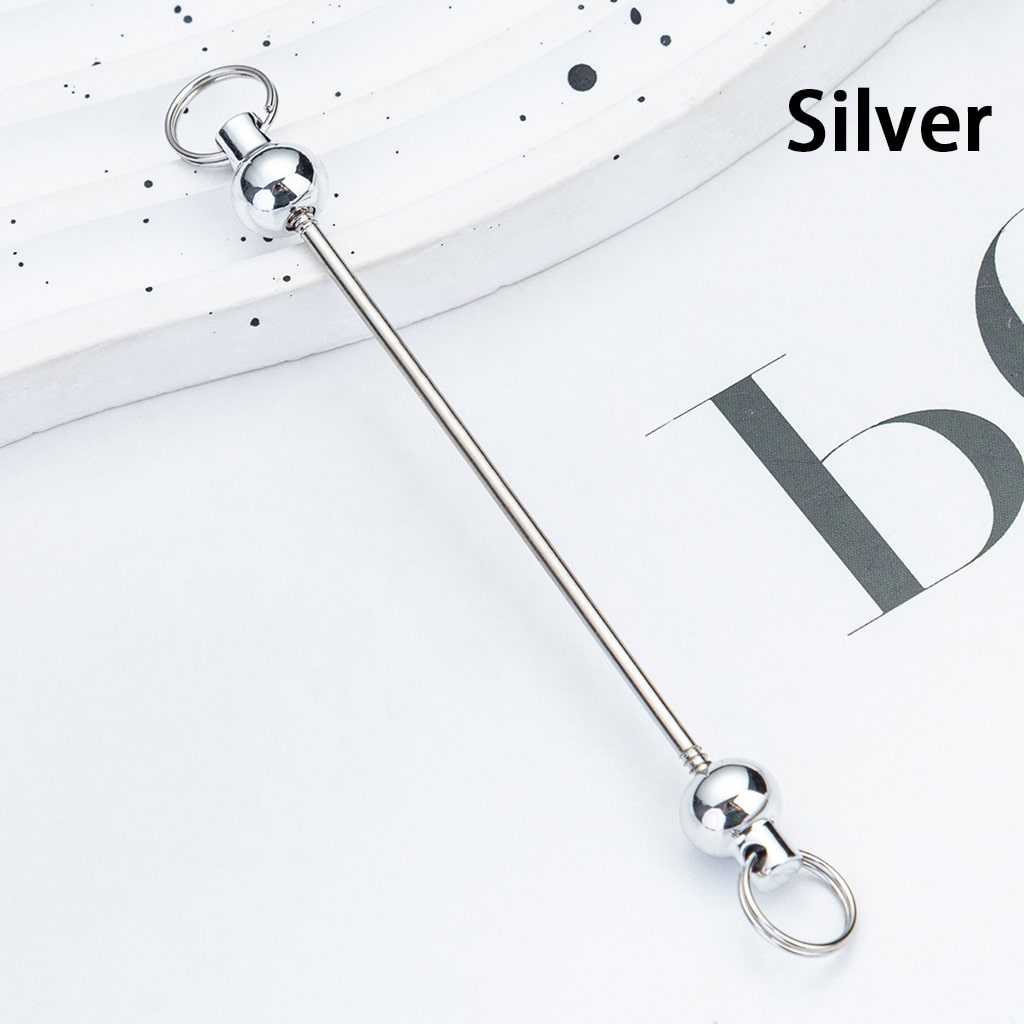 DIY Plastic Beadable Keychain Bars with Round Balls for Keychain Accessories in Metallic Colors, 10 CM