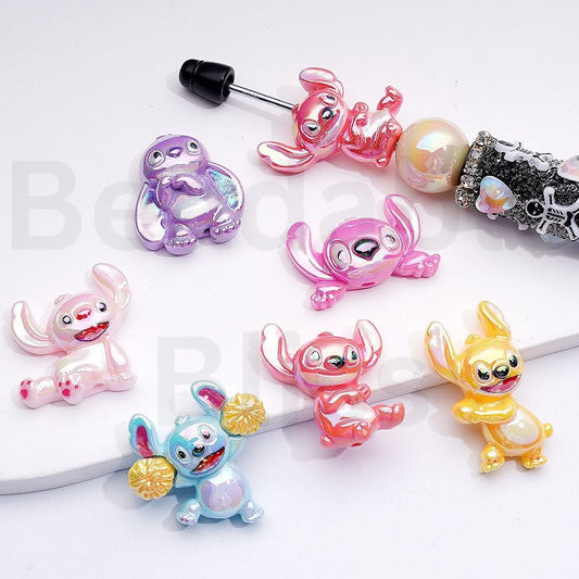 Acrylic Beads UV Coating Vivid Cute Disne Stitc, Solid Color, Random Mix