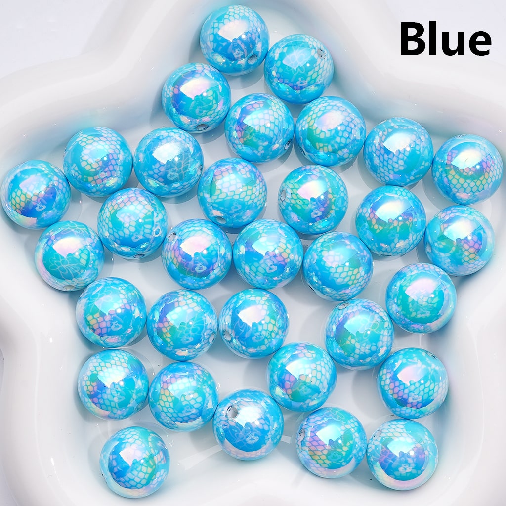 Acrylic Beads UV Coating Lace Butterfly Prints Multi-Color, 16MM (Single Color is available for 200pcs(whole bag) only)