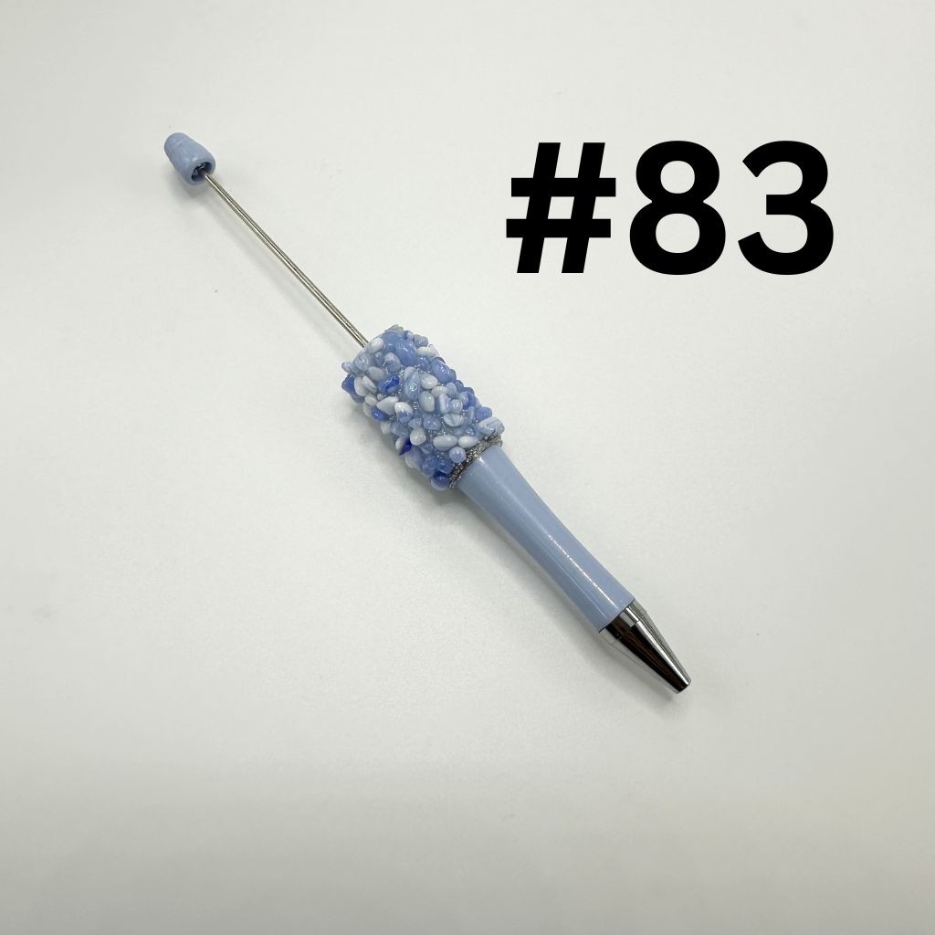 Plastic Beadable Pens in Solid Colors with Tiny Pebbles
