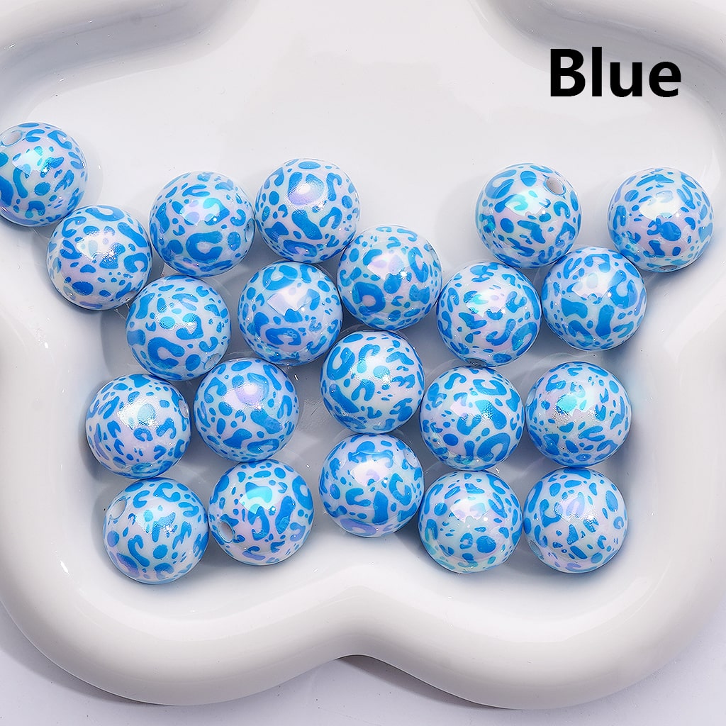 Acrylic Beads UV Coating Leopard Prints Multi-Color, Round 16MM (Single Color is available for 200pcs(Whole Bag))
