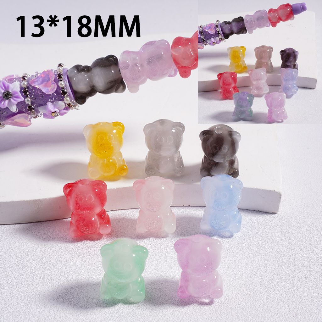 Colorful gummy bear-shaped hair clips on a white background with measurement details.