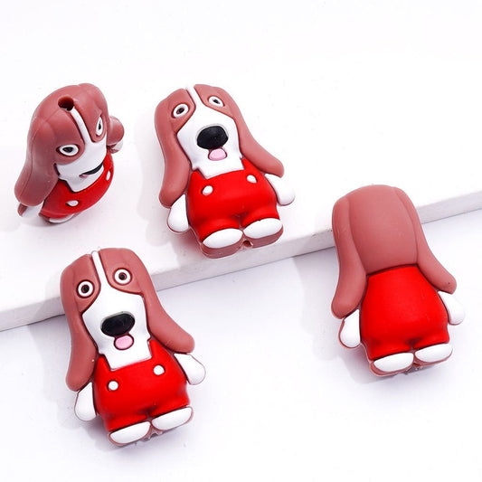 3D Cute Puppy Dog with Long Ears Silicone Focal Beads