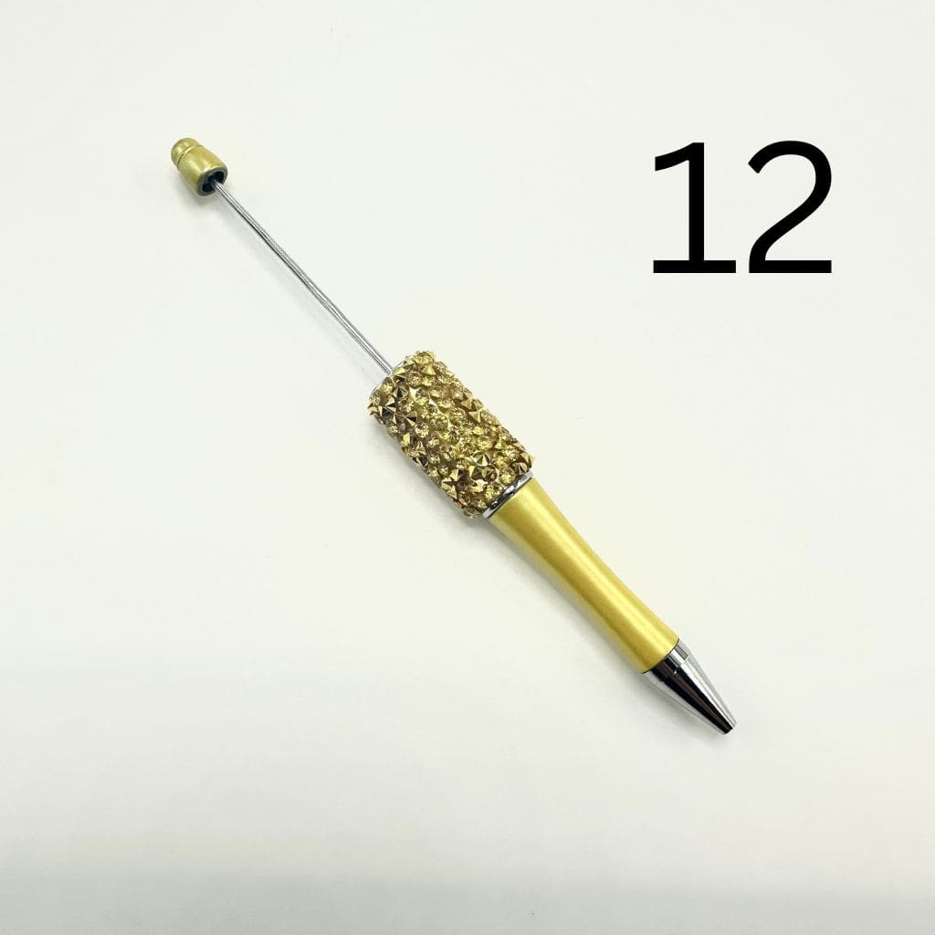 Beadable Pens with Cone Shape Rhinestones in Solid and Metallic Colors