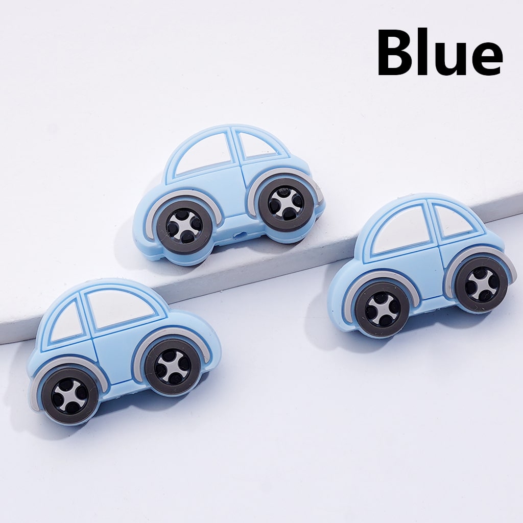 Silicone Focal Beads Cute Mini Vehicles Cars Multi-Color