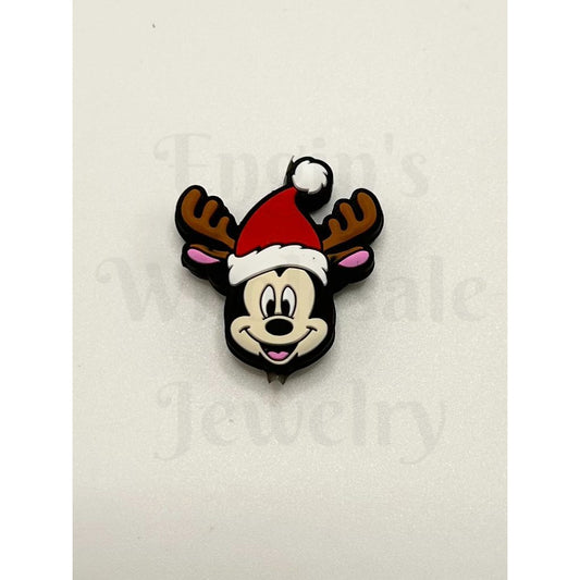 Cartoon Mouse Christmas Reindeer Silicone Focal Beads