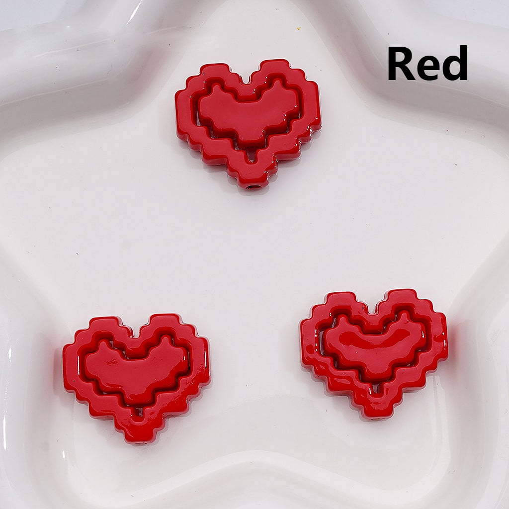 Cute Hearts & Hearts Frame Puzzle Set Acrylic Beads, 30*26MM (1pcs heart+1pcs heart frame is 1set, 20pcs is 10Sets, Single Color is available for 200sets(Whole bag))