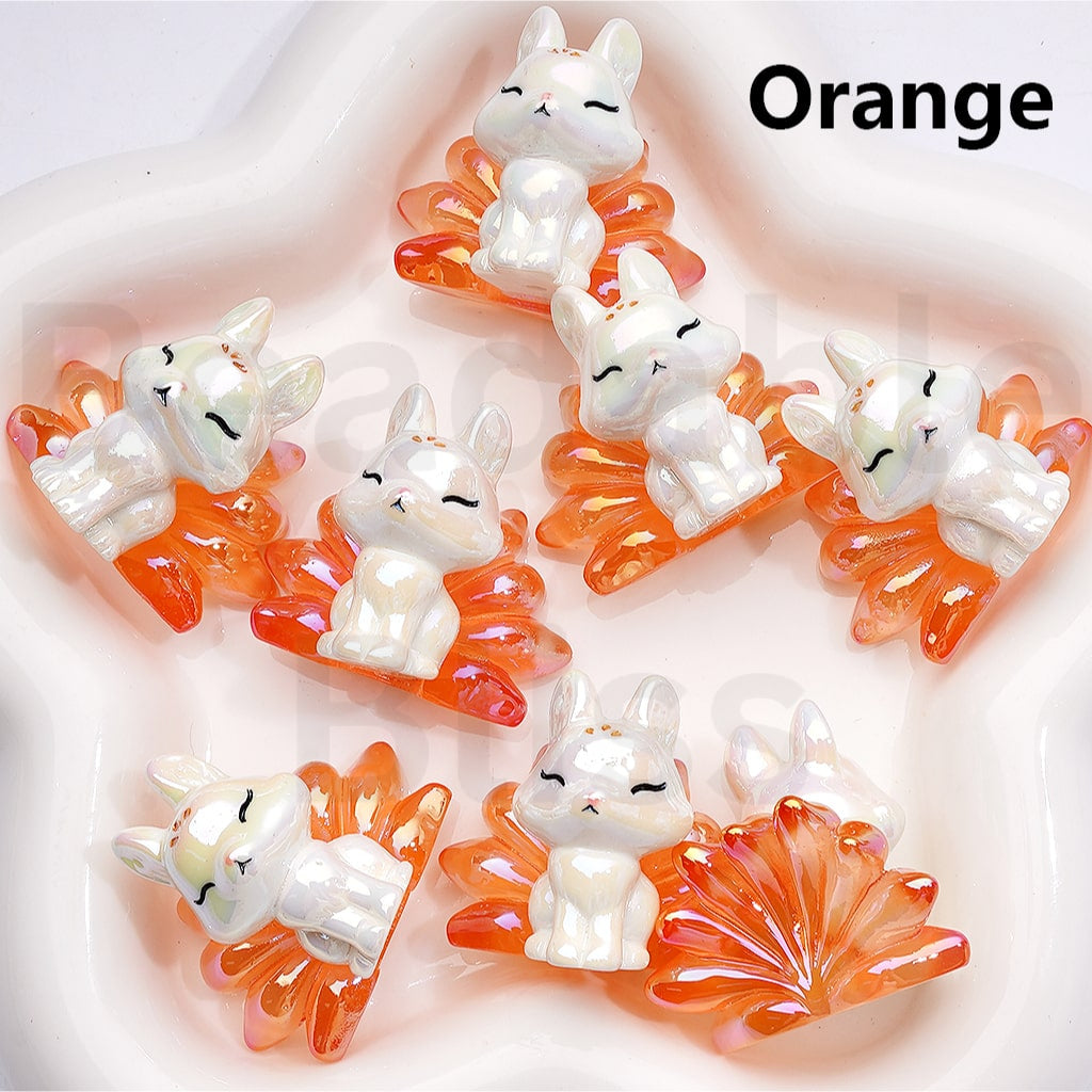 UV Coating Cute Nine-taile Fo Acrylic Beads, 35*30MM
