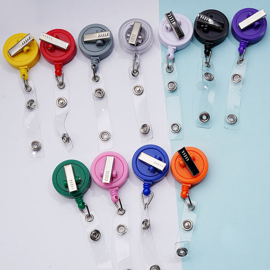 Creative Beaded Retractable Back Badge Holder Reels with Rotating Crocodile Clip