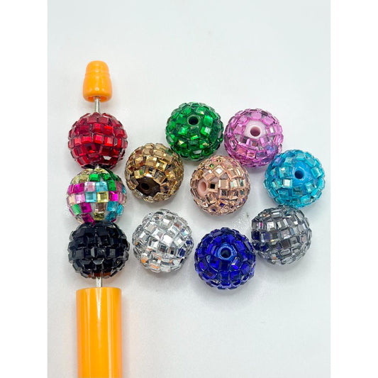 Disco Ball Beads, Sparkling Acrylic Beads with Crystal Rhinestones and Disco Ball Shape, 16mm