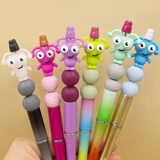3D Mini Multi-color Bug Worm Insect with Big Eyes Silicone Focal Beads