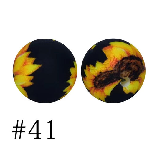 Sunflowers Printed Silicone Beads Number 41