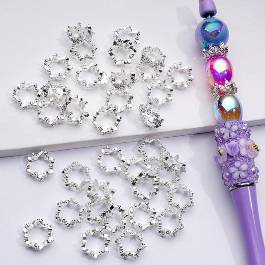 Fancy Silver Alloy Butterfly Bead Cage Cap Jewelry Accessories, 12MM