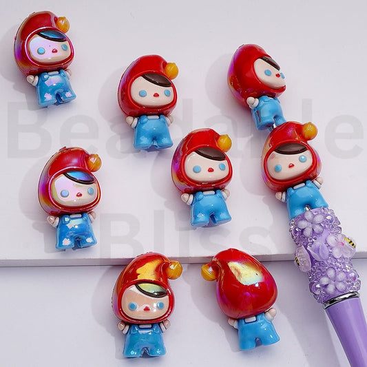 UV Coating Cute Po Bea Po Mar Soft PVC Beads, 22*32MM
