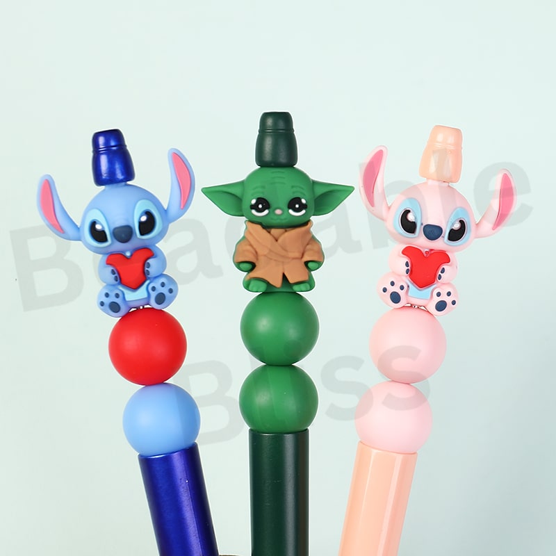 Silicone Focal Beads 3D Cute Monster Toy Series with Heart Big Eyes