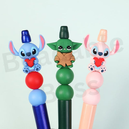 Silicone Focal Beads 3D Cute Monster Toy Series with Heart Big Eyes