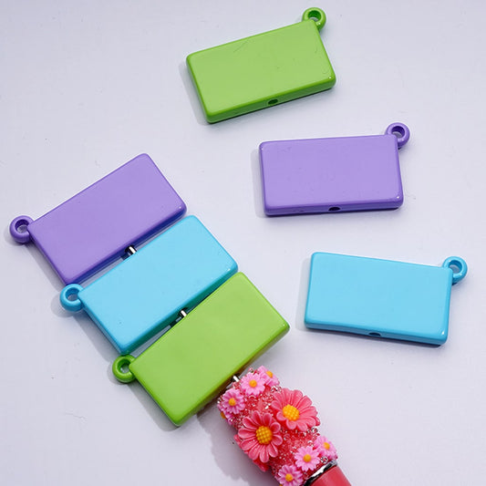 DIY Beadable Rectangle Acrylic Beads with Small Ring in Solid Color, Random Mix, 37*20MM