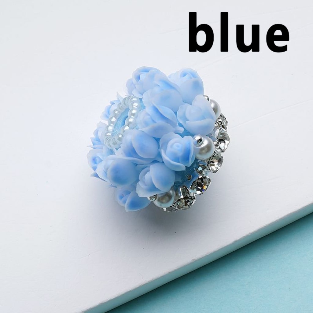 Bling Bling Cute Flowers Tulips Clear Rhinestones Chains White Pearls Round Acrylic Beads, Around 25*18MM