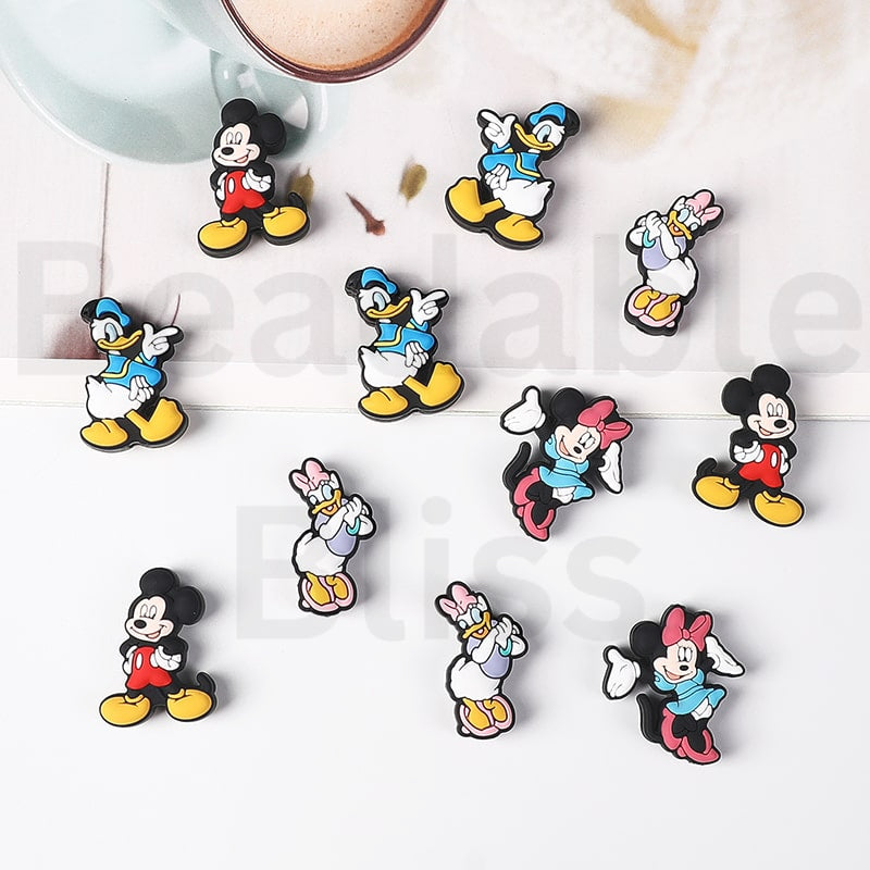Silicone Focal Beads Cute Disne Cartoon Micke Minni Mouse Donal Dais Duck