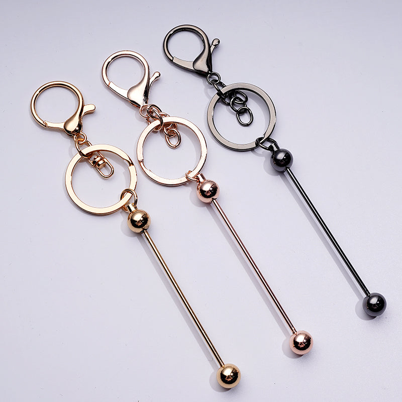 Beadable Keychains with Bar II Bullet Head DIY Metal Beadable Bar for Keychains, 88MM