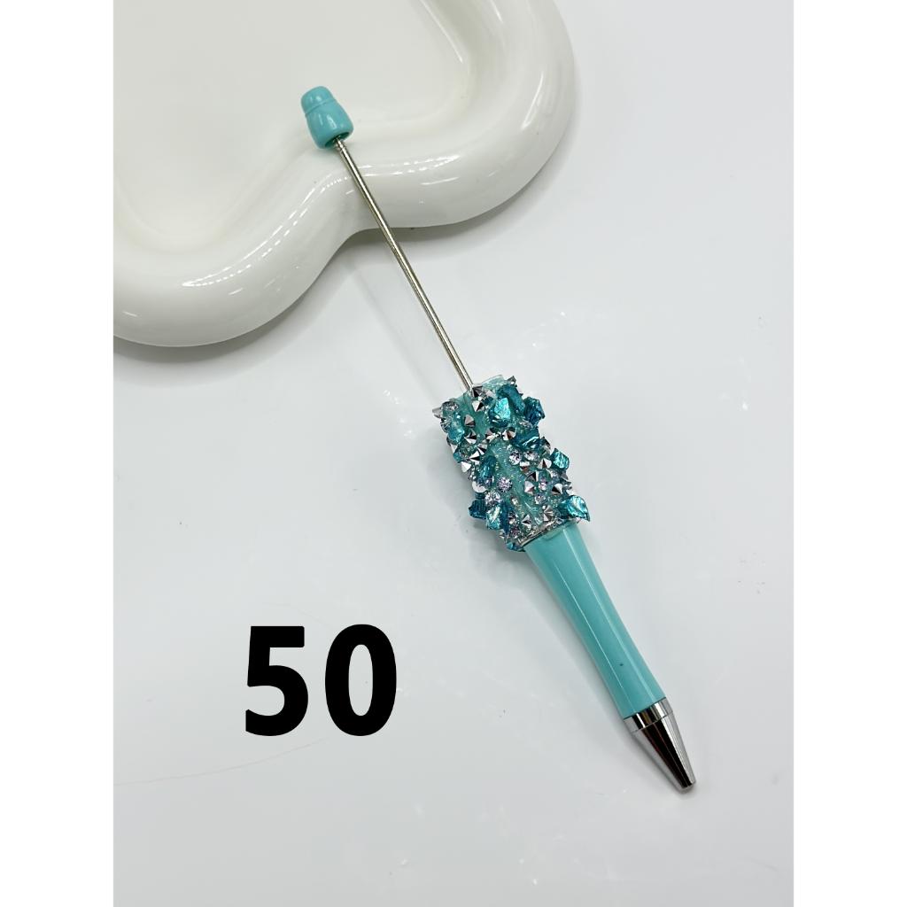 Beadable Pens with Clear Rhinestones in Solid Colors with Small Rock