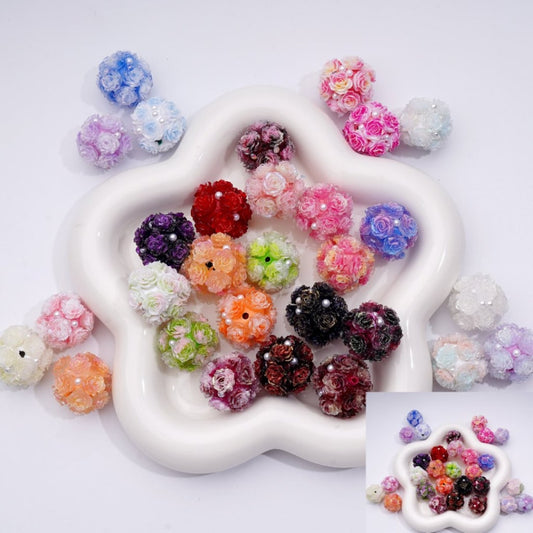 Color Changing Multi-Color Shiny Cute Flower White Pearls  Round Clay Beads, 20MM, Random Mix