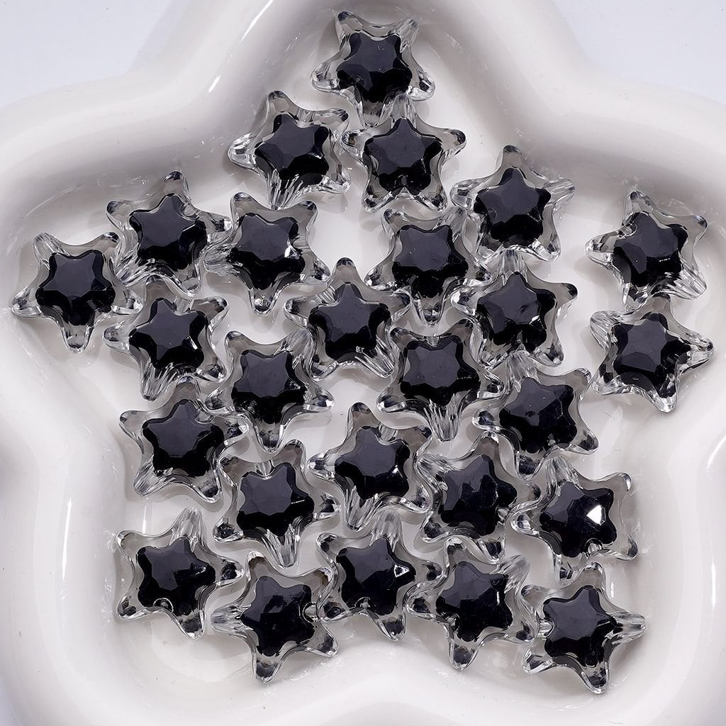 Double Color Clear-Black Star Acrylic Beads, Around 20MM