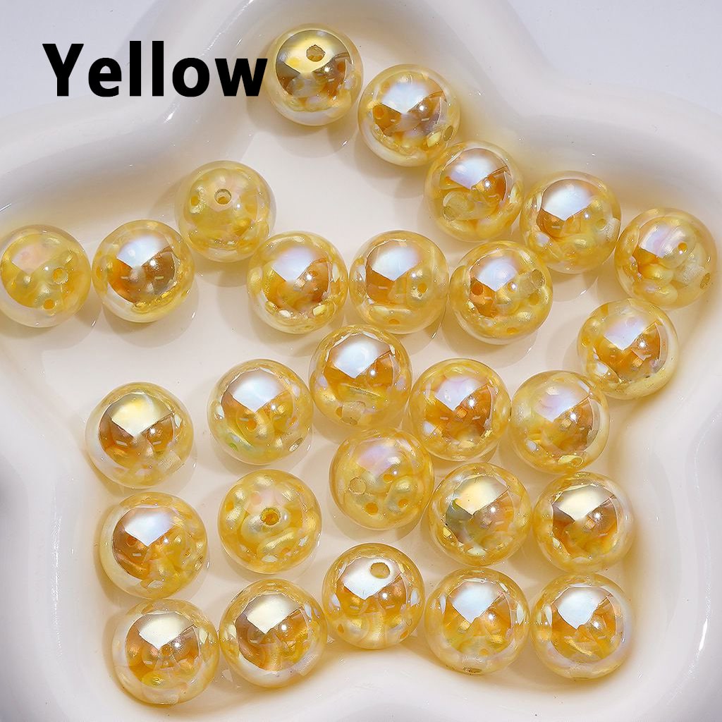 UV Coating Glossy Clear Round Acrylic Beads Mini Colorful Peanuts Beads Inside, 16MM (The Material is Resin)