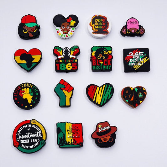 Black People Liberation Independence Juneteenth Silicone Focal Beads, Random Mix