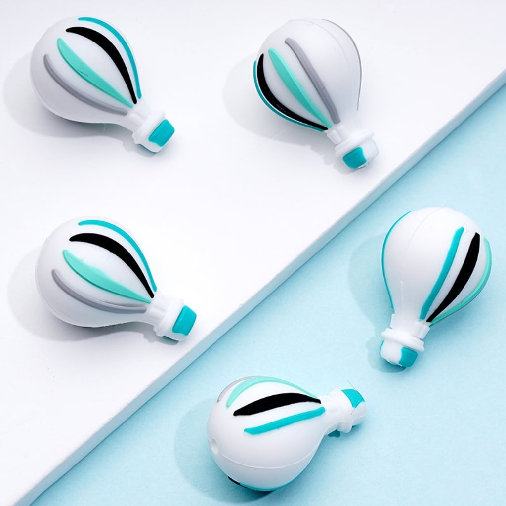 3D Mini Cute Colorful Stripes Hot Air Balloons Silicone Focal Beads