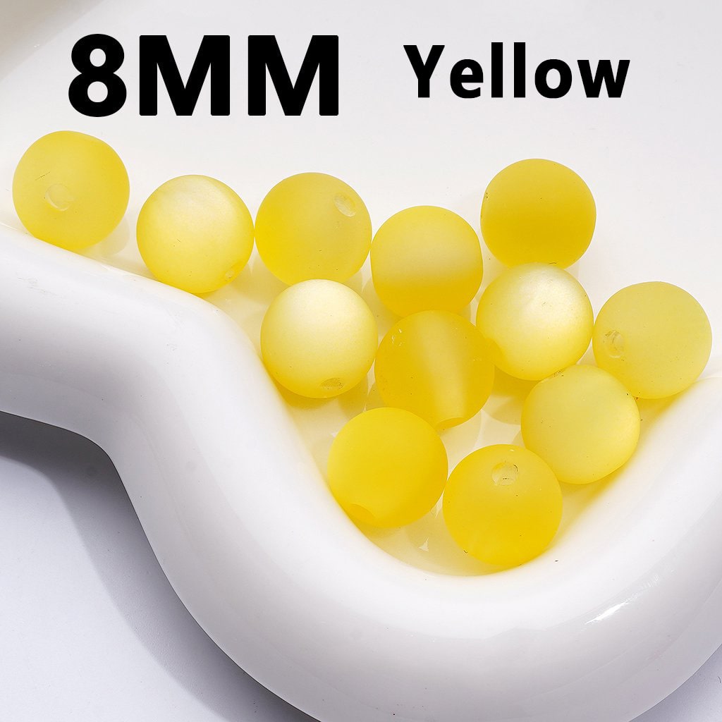 Multi-Color Cat Eye Style Frosted Matte Round Acrylic Beads, 8MM