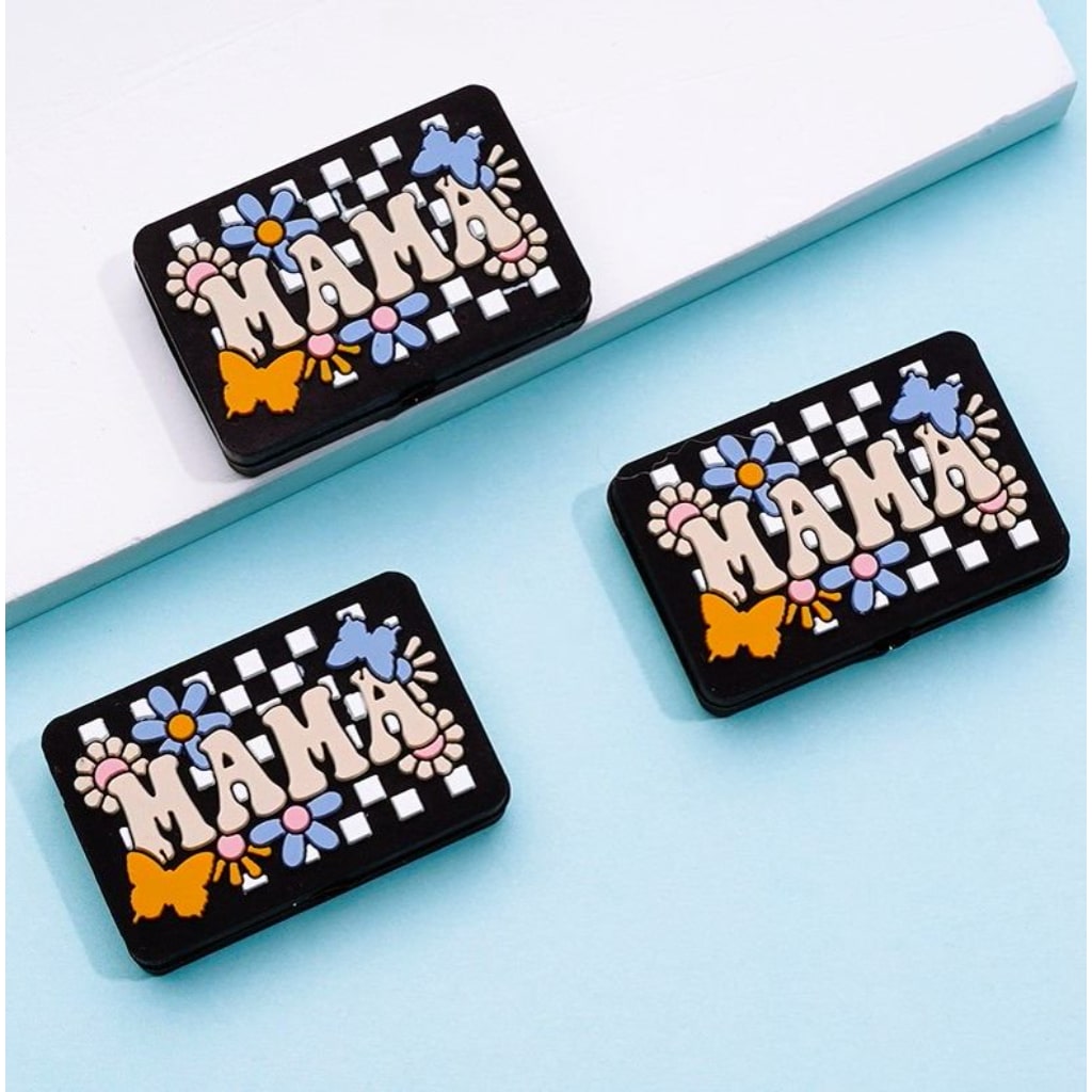 Mama Mother's Day Cute Flowers Silicone Focal Beads