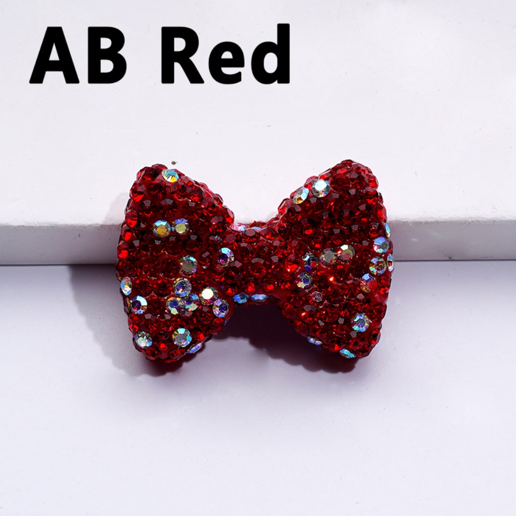 Bling Bling Multi-Color Bowknots Clay Beads with Shiny Rhinestones, 29*21MM