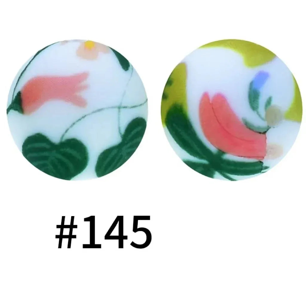 Printed Silicone Beads 15 mm
