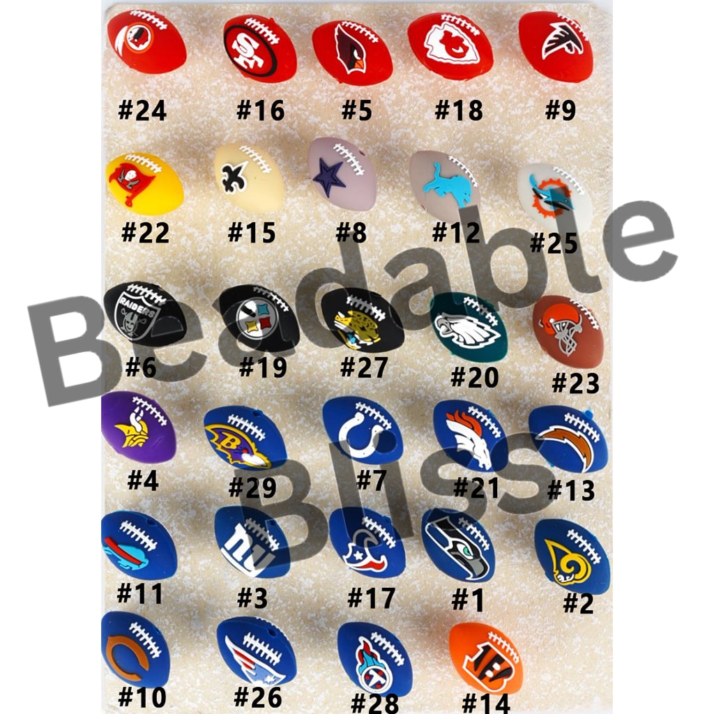3D USA America Football Teams Silicone Focal Beads