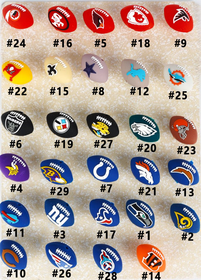 3D USA America Football Teams Silicone Focal Beads