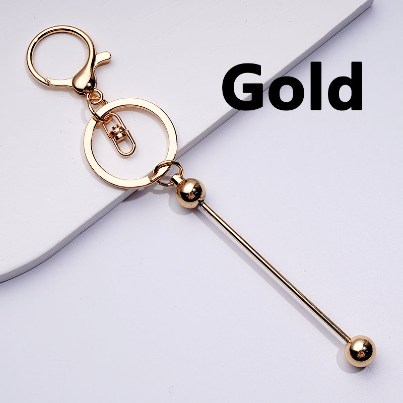 Beadable Keychains with Bar II Bullet Head DIY Metal Beadable Bar for Keychains, 88MM
