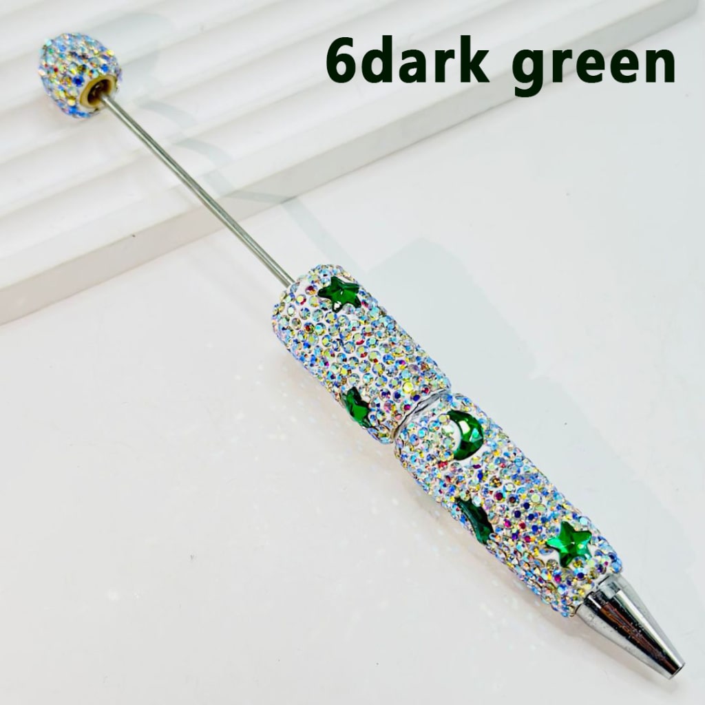 Beadable Clay Pens with AB Color & Colorful Star Moon Rhinestones Covered the Entire Pen