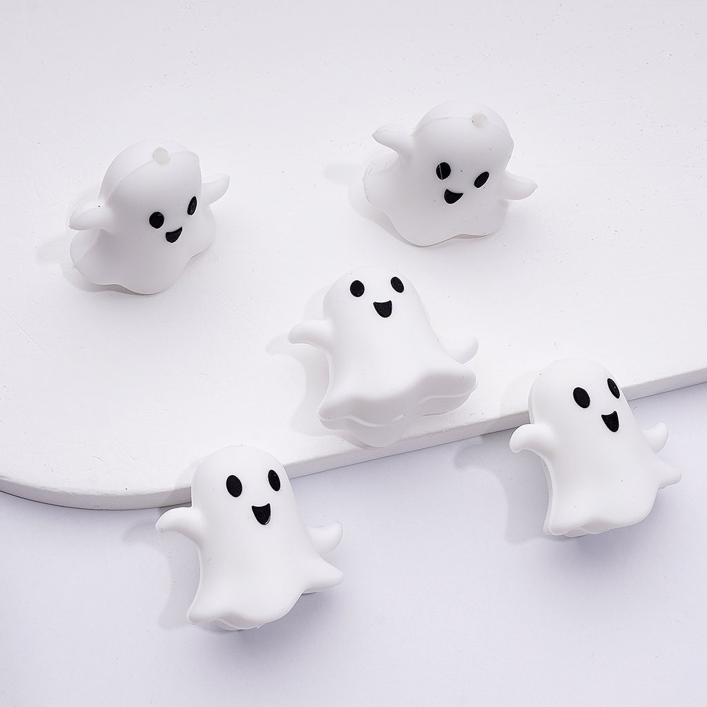 3D Cute Halloween Series Ghost Pumpkin Haunted House Bat Wizard Hat Silicone Focal Beads