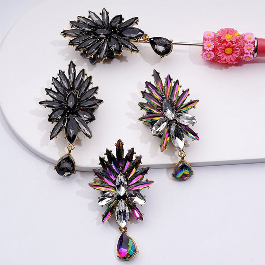 Bling Bling Fancy Gold Alloy Ear Ring with Shiny Rhinestones Pendants White Pearls Cute Hearts Butterflies Snowflakes Clay Beads, Around 65*33*16MM
