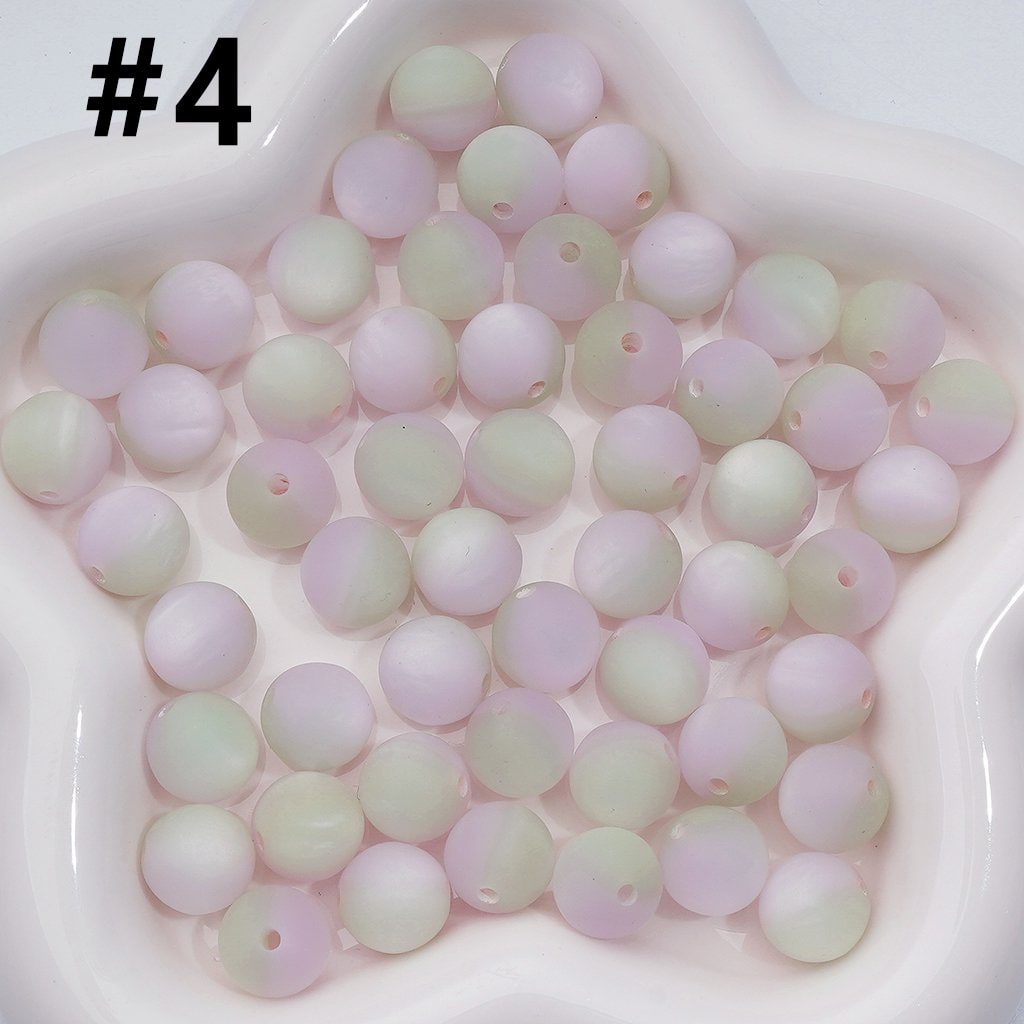 Cute Double Color Cat Eye Style Frosted Matte Round Acrylic Beads, 12MM