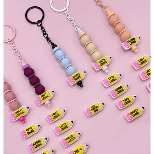 Mini Cute Pencil with Grade Symbol Silicone Focal Beads