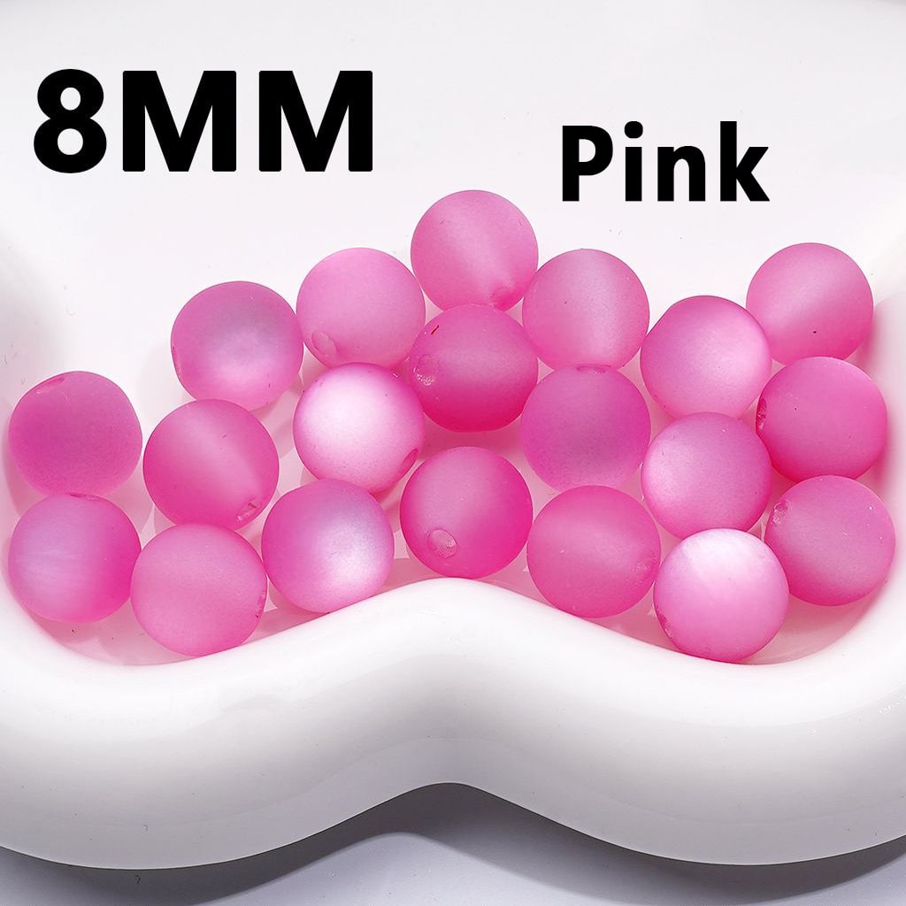 Multi-Color Cat Eye Style Frosted Matte Round Acrylic Beads, 8MM